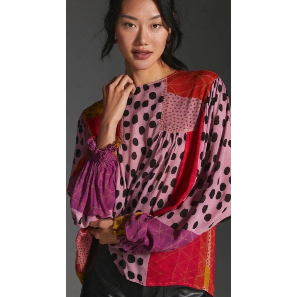 Anthropologie Blank London Miranda Patchwork Blouse